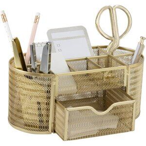 Gold Desk Organizer Set Metal Mesh Desk Accessories Office Storage Supplies Cadd
